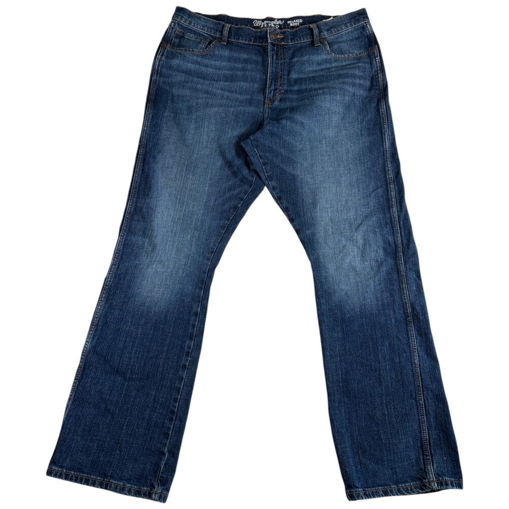Wrangler Retro Relaxed Boot Jeans Men 38x34‎ Blue Whiskering Denim Cotton Casual